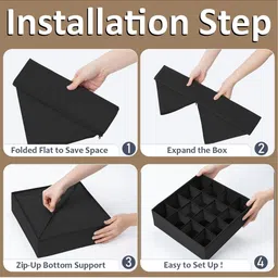 JD FRESH Black 4 Pieces Reusable Drawer Organisers image 3