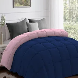 CHICERY Pink & Navy Blue Heavy Winter 210 GSM Single Bed Comforter-image-60