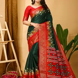 HERE&NOW Batik Zari Silk Cotton Kanjeevaram Saree-picture-13