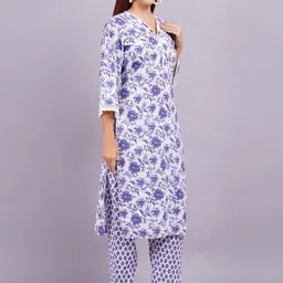 OH MI DIOS Women Floral Printed Cotton Kurta with Trousers image 3