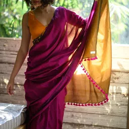 HERE&NOW Pure Cotton Saree With Blouse Piece-picture-40