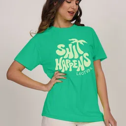 Leotude Typography Printed Round Neck Oversized Fit T-shirt image 2