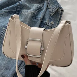 LULU & SKY Women Solid Buckle Detail Shoulder Bag-picture-41