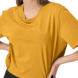 NOTWILD Women Solid Round Neck Cotton T-shirt-picture-34