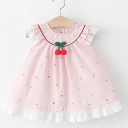 YK Girls Floral Print Round Neck A-Line Midi Dress-image-42