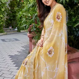 all about you Floral Zari Pure Georgette Saree image 2