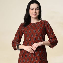 Fabway Clothing Mandarin Collar Printed Ethnic Tunic-picture-0