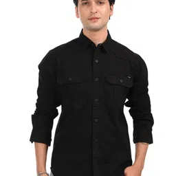 Estilocus Men Relaxed Fit Solid Spread Collar Cotton Casual Shirt-image-98
