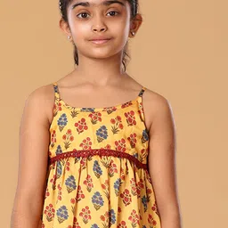 The Mini Trunk Girls Floral Printed Shoulder Straps Anarkali Kurta With Palazzos image 4