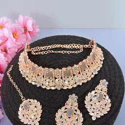 VATSALYA creation Rose Gold-Plated Alloy Artificial Stones Statement Necklace-picture-29
