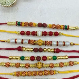 GADINFASHION Set Of 8 Artificial Beaded Thread Rakhis-picture-34