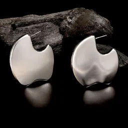 SOHI The Abstract-Tectonic Silver-Plated Half-Hoop Earrings-image-7