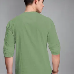 APEKTRA Mandarin Collar Roll Up Sleeves Kurta image 2