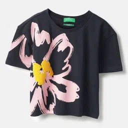 United Colors of Benetton Girls Floral Printed Round Neck Cotton T-shirt-picture-25