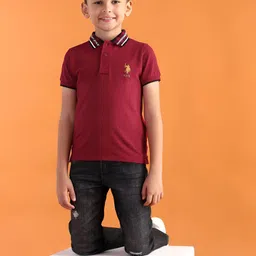 U.S. Polo Assn. Kids Boys Brand Logo Polo Collar Applique T-shirt image 1