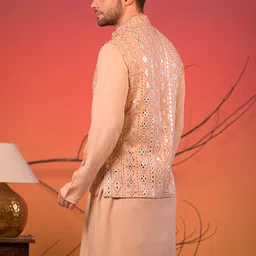 Rangkathaa Men Geometric Embroidered Mirror Work Regular Pure Silk Kurta with Trousers image 3