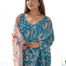 CANIZZARO Mirror Work Silk Blend Saree image 3