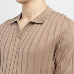 levi's Men's Redloop Striped Khaki Polo Collar Sweater image 5