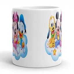 Mr UVD White & Yellow Cartoon Characters Printed Ceramic Glossy Mug 350 ml image 2