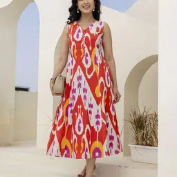 Nayo Abstract Printed A-Line Midi Dress-picture-10