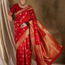 Desi Fusion Ethnic Motifs Zari Art Silk Heavy Work Saree-picture-13