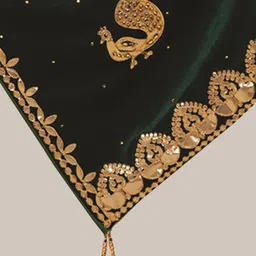 Way2Like Peacock Embroidered Gota Patti Velvet Hijab Scarf Wrap Dupatta image 4