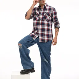 Estilocus Men Buffalo Checked Cotton Shirts-image-88