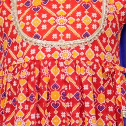 Vastrarth Girls Floral Printed Pure Cotton Anarkali Kurta With Trousers & Dupatta image 2