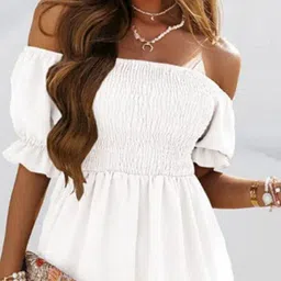 The Roadster Lifestyle Co Women Backless Off-Shoulder Neck Puff Sleeve Dress image 3