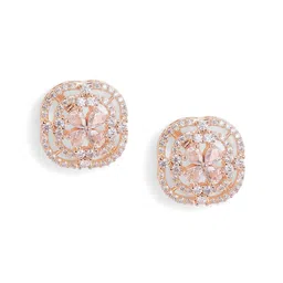 Priyaasi Rose Gold-Plated Contemporary American Diamond Studs image 2