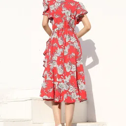 Sera Floral Print Flared Sleeve Fit & Flare Midi Dress image 3