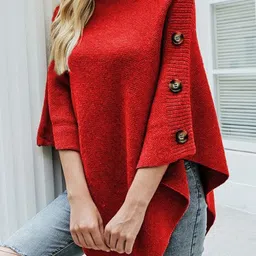 Outzidr Women Turtle Neck Three-Quarter Sleeves Cardigan-picture-11