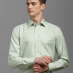 Luxure by Louis Philippe Men Classic Spread Collar Checked Cotton Formal Shirt-picture-20