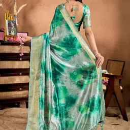 tammu designer Tie and Dye Silk Blend Mysore Silk Saree image 5