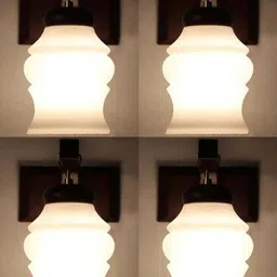 1ST TIME White & Brown Wood Traditional Wall Lamp image 2