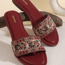 Anouk Women Embellished Ethnic Open Toe Flats-picture-19