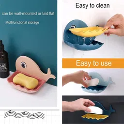 dormitorry Dolphin Shape Double Layer Self Adhesive Soap Case - 1 Pcs image 5