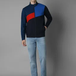 Louis Philippe Sport Men Colourblocked Front-Open Sweatshirt image 3