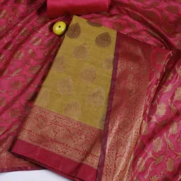 Meena Bazaar Woven Design Chanderi Silk Unstitched Dress Material-picture-25