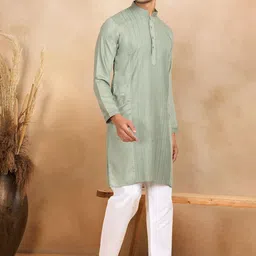 KRAFT INDIA Men Striped Regular Kurta with Pyjamas image 1