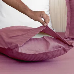 WEAVE AND DECOR Purple Striped 300 TC Bedsheet with 2 Pillow Covers image 4