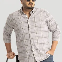 Snitch Men Plus Size Classic Button-Down Collar Tartan Checked Cotton Casual Shirt-picture-35