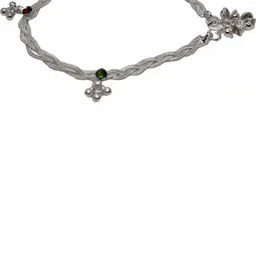 AamNa Enterprises Silver-Plated Artificial Beads Anklet image 4