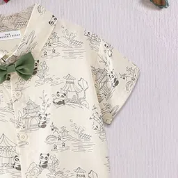 FOREVER FRIDAY Boys Printed Shirt Collar Pure Cotton Shirt with Trousers image 2