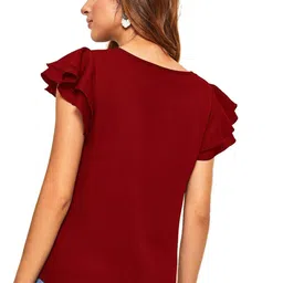 DressBerry Keyhole Neck Flutter Sleeve Crop Top image 3