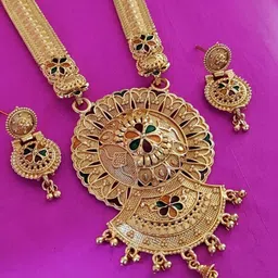 OM KRISHIV COLLECTION Gold-Plated Jewellery Set image 2