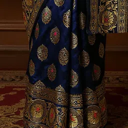 Anouk Rustic Floral Woven Design Zari Silk Cotton Banarasi Saree image 2