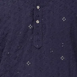 NEGRONI Geometric Embroidered Band Collar Sequinned Straight Kurta image 3