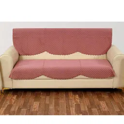 Myntra Elegant Homes Beige & Pink Solid Velvet 2 Piece Sofa Cover Without Arms-picture-10