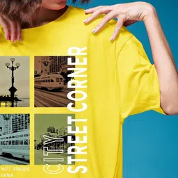 SMARTEES Graphic Printed Round Neck Drop-Shoulder Sleeves Cotton Oversized T-shirt image 5